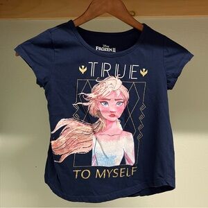 Disney Frozen II Navy Blue “True to Myself” T-Shirt | Girls Size 10